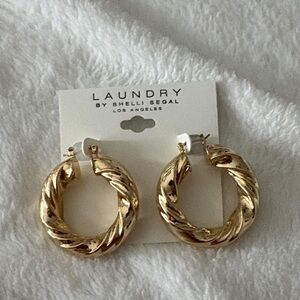 Laundry by Shelli Segal Gold Twisted Hoop Earrings